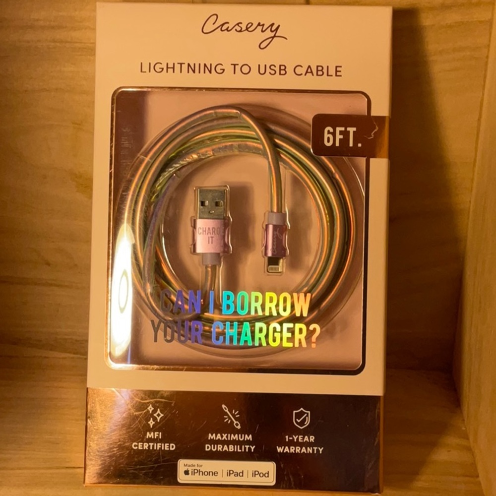 Casery lightning to USB cable – 6 feet long compatible w/ iPhone, iPad, iPod